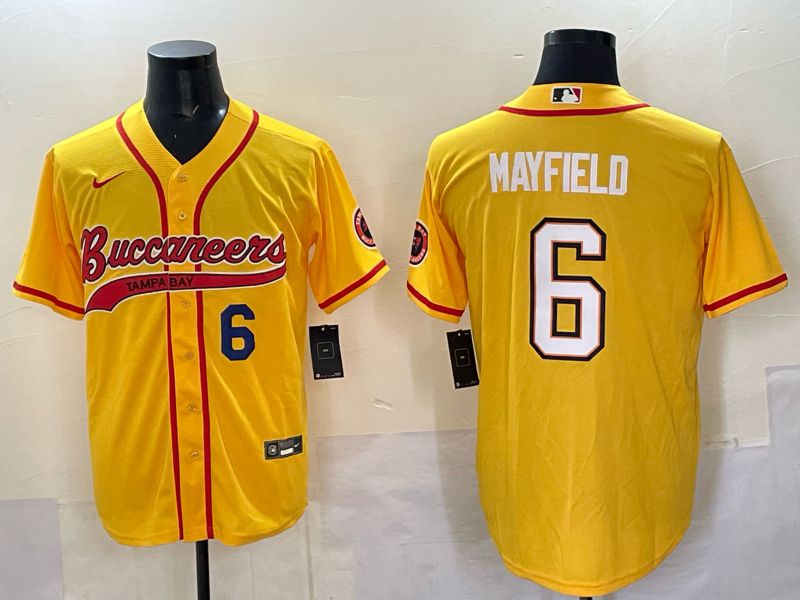 Men 2025 Tampa Bay Buccaneers #6 Mayfield Yellow Joint Name Nike Limited NFL Jersey style 03